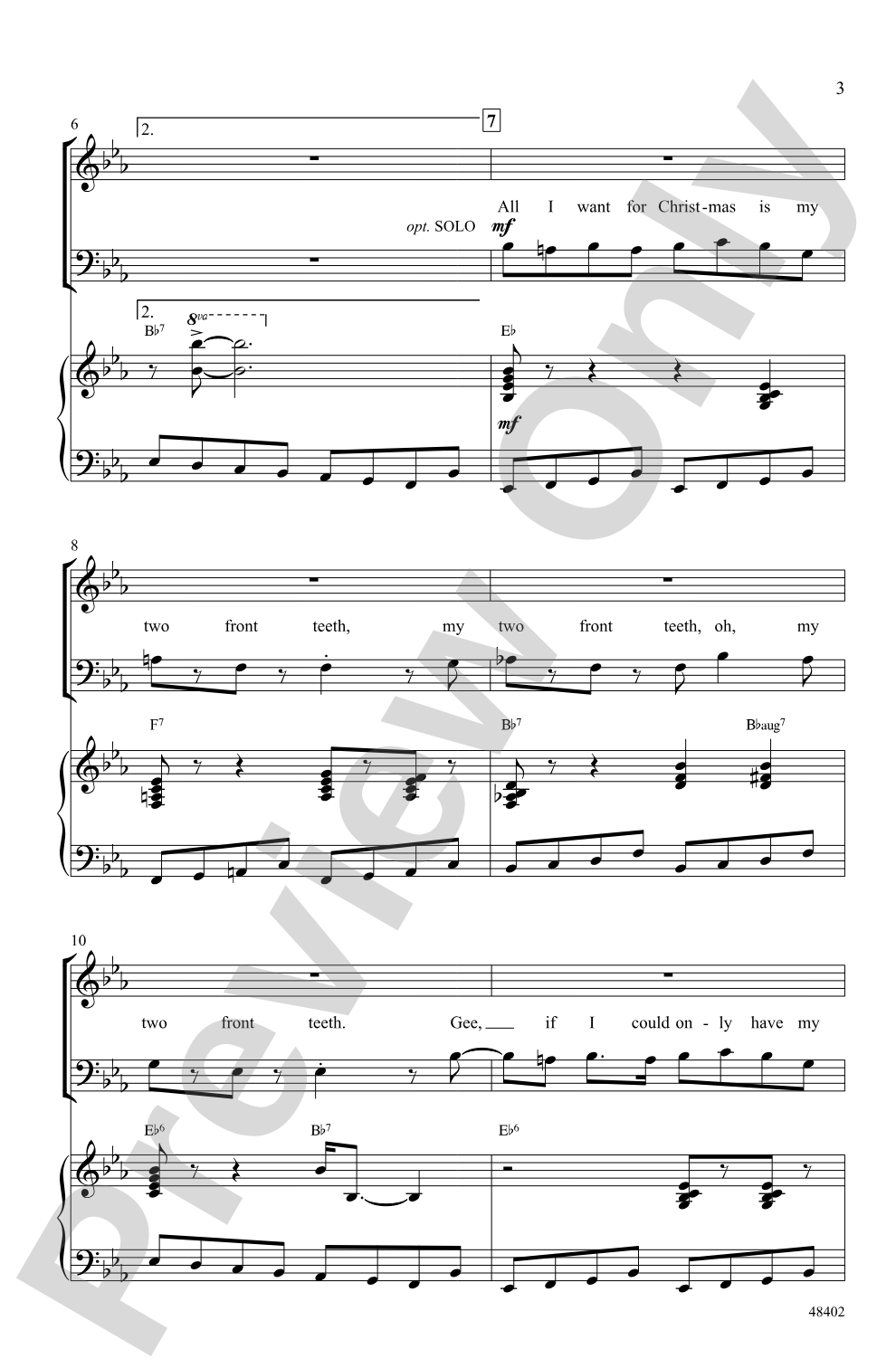 All I Want for Christmas Is My Two Front Teeth: SSAB Choral Octavo
