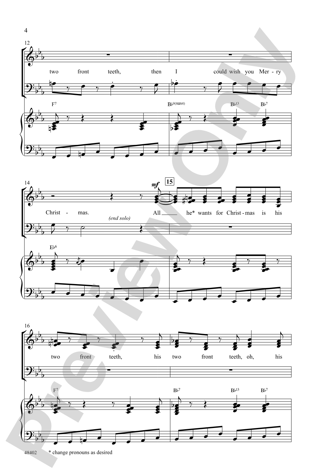 All I Want for Christmas Is My Two Front Teeth: SSAB Choral Octavo