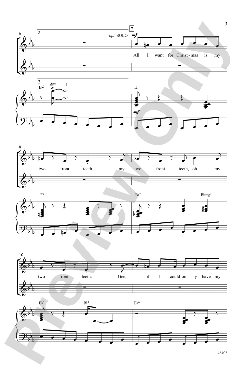 All I Want for Christmas Is My Two Front Teeth: SSA Choral Octavo