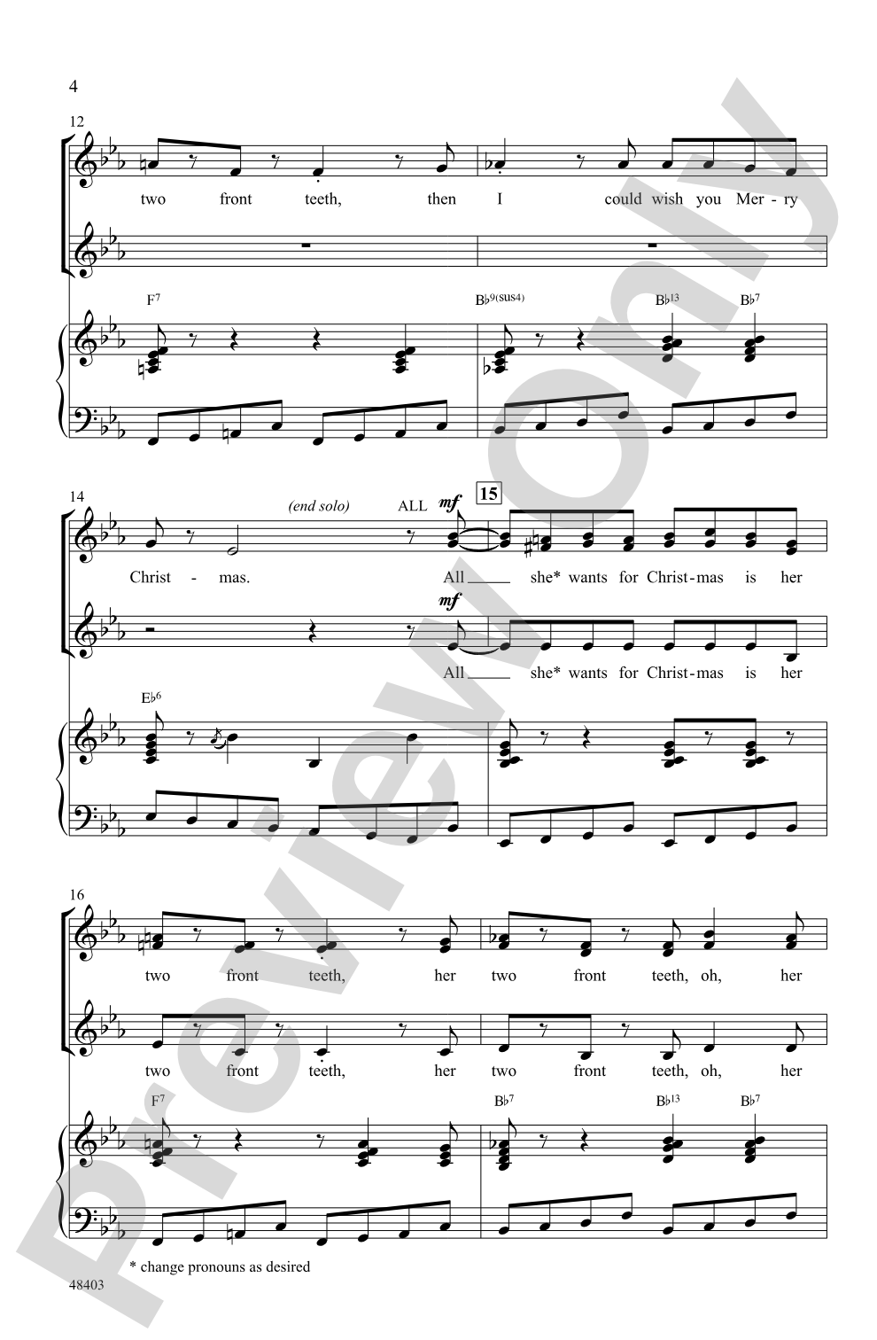 All I Want for Christmas Is My Two Front Teeth: SSA Choral Octavo