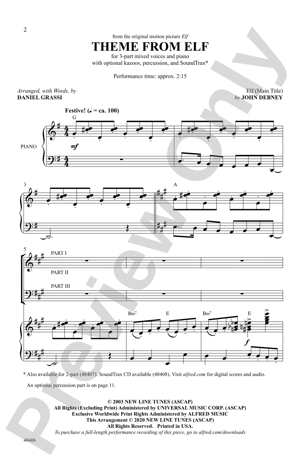 Theme from Elf: 3-Part Mixed Choral Octavo