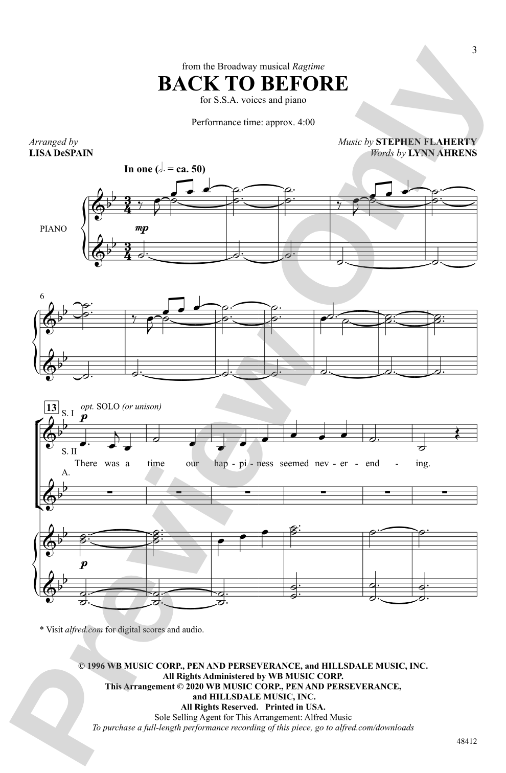 Back to Before: SSA Choral Octavo