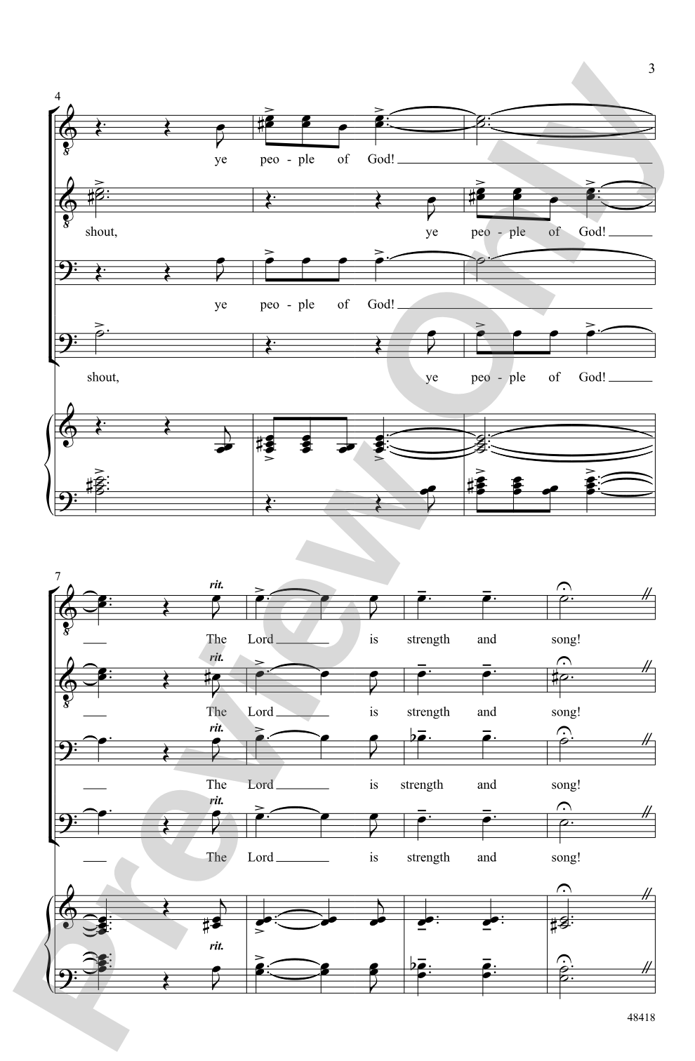 Cry Out and Shout: TTBB, <I>a cappella</I> Choral Octavo