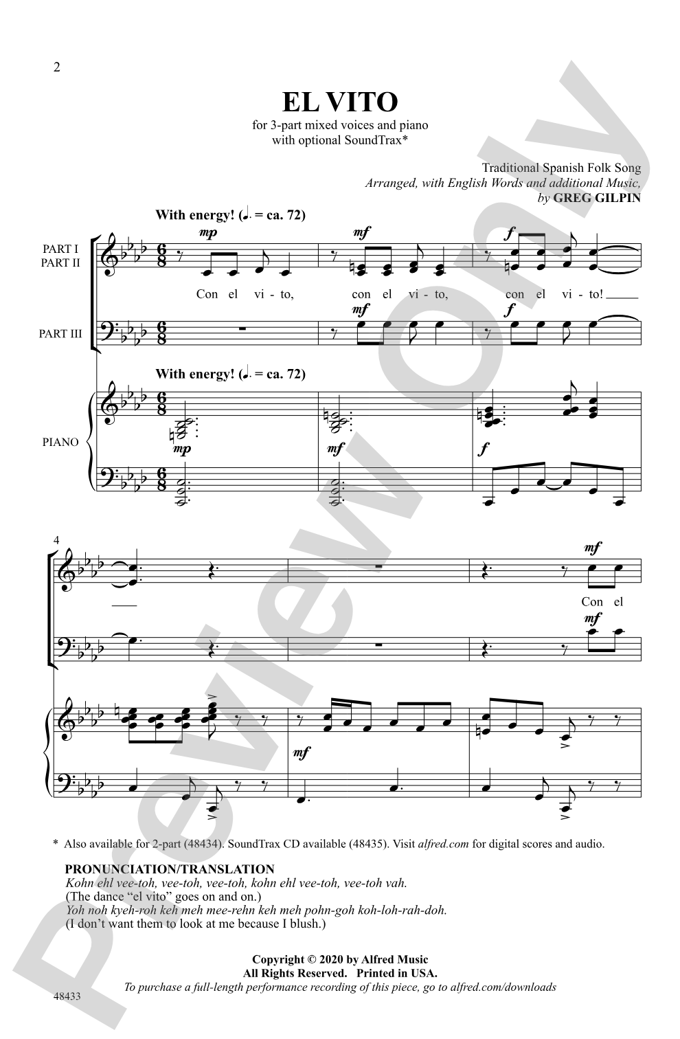 El Vito: 3-Part Mixed Choral Octavo