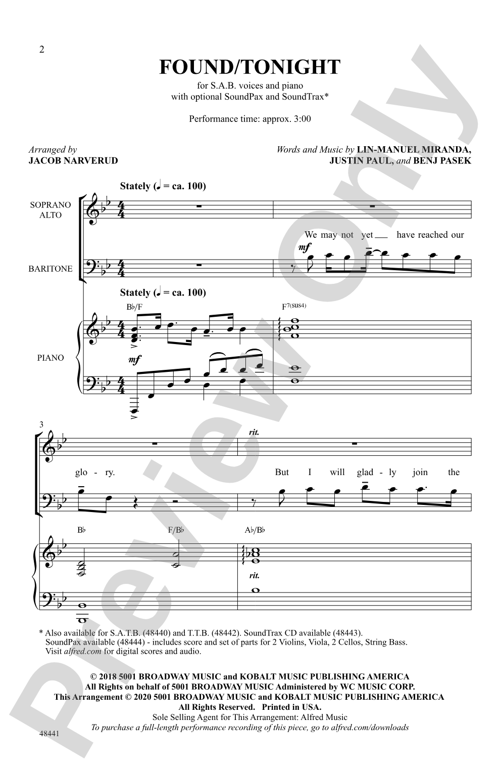 Found/Tonight: SAB Choral Octavo