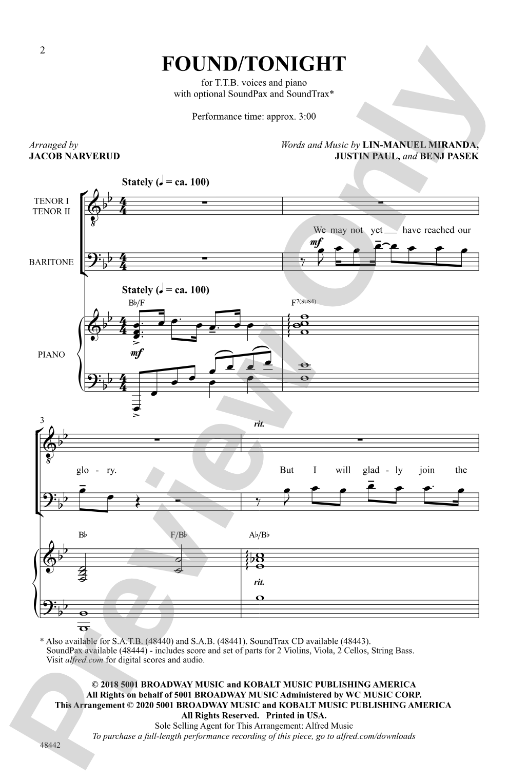 Found/Tonight: TTB Choral Octavo