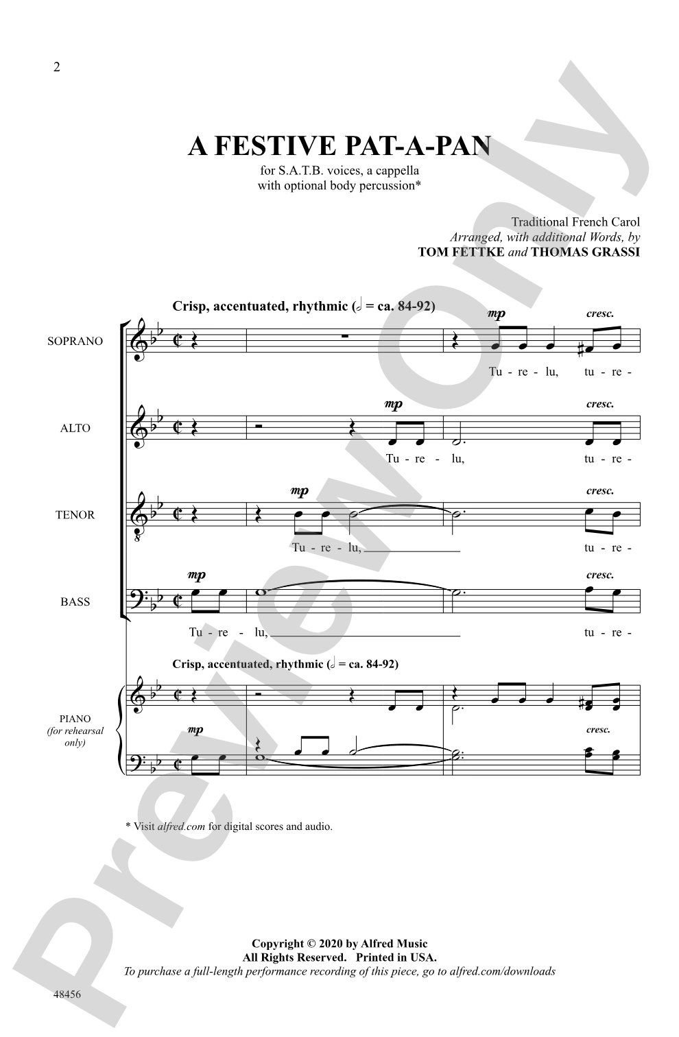 A Festive Pat-A-Pan: SATB <i>a cappella</i> Choral Octavo