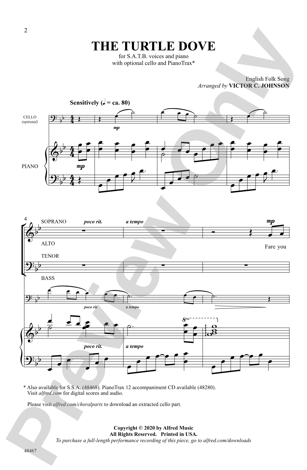 The Turtle Dove: SATB Choral Octavo