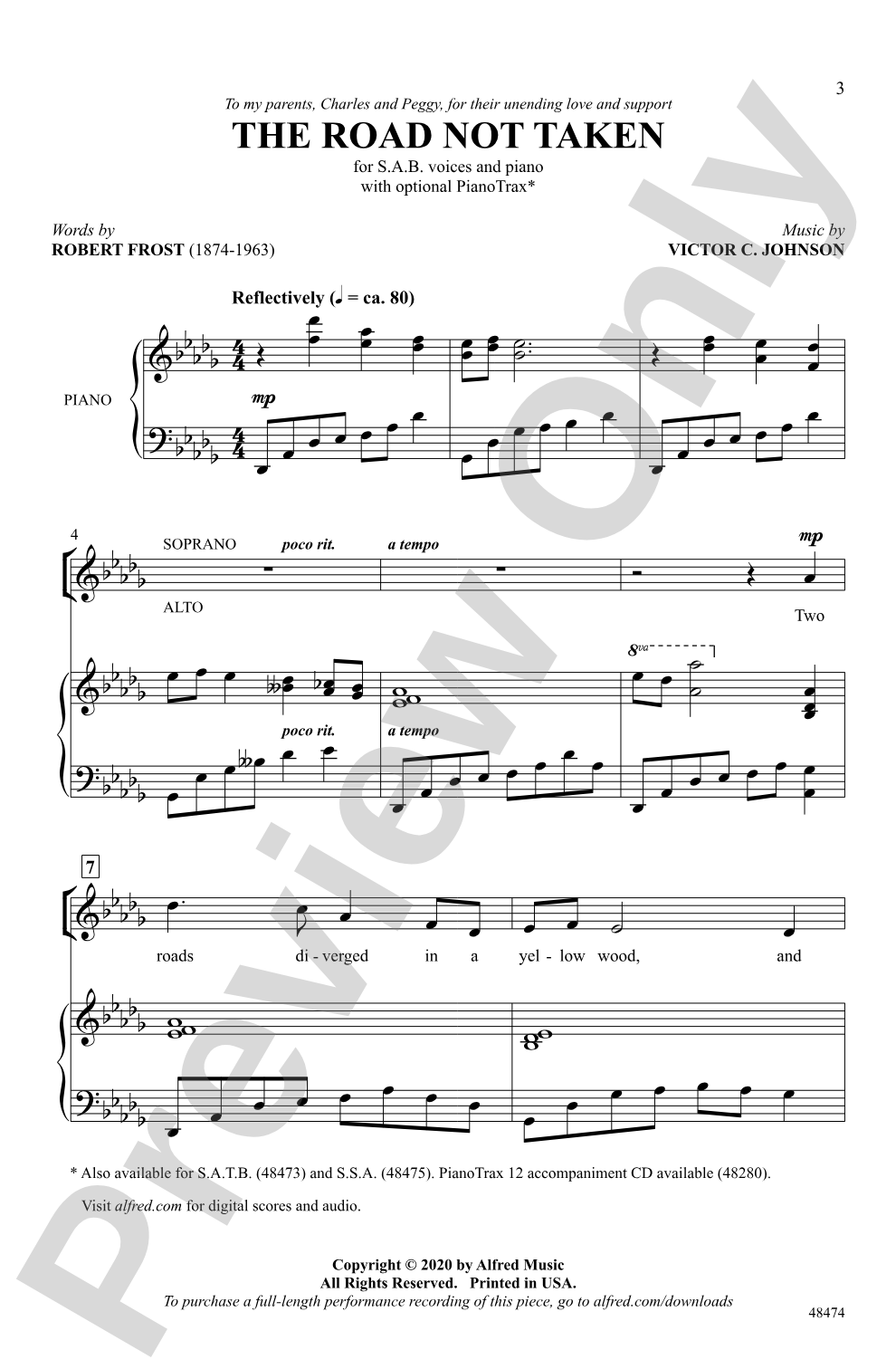 The Road Not Taken: SAB Choral Octavo