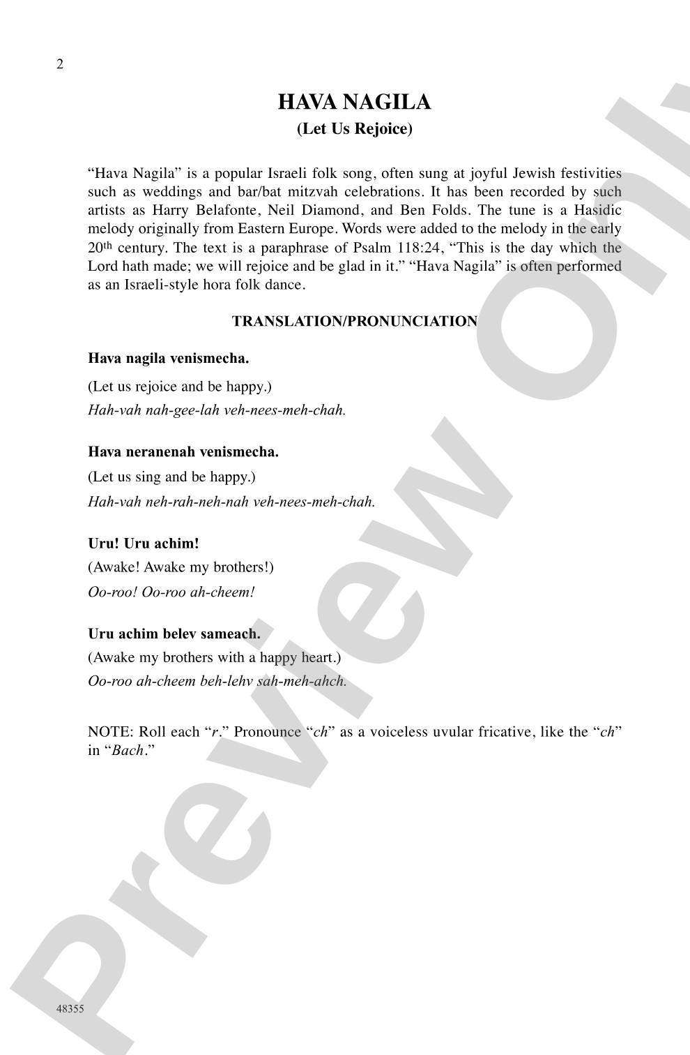 Hava Nagila: TTB Choral Octavo