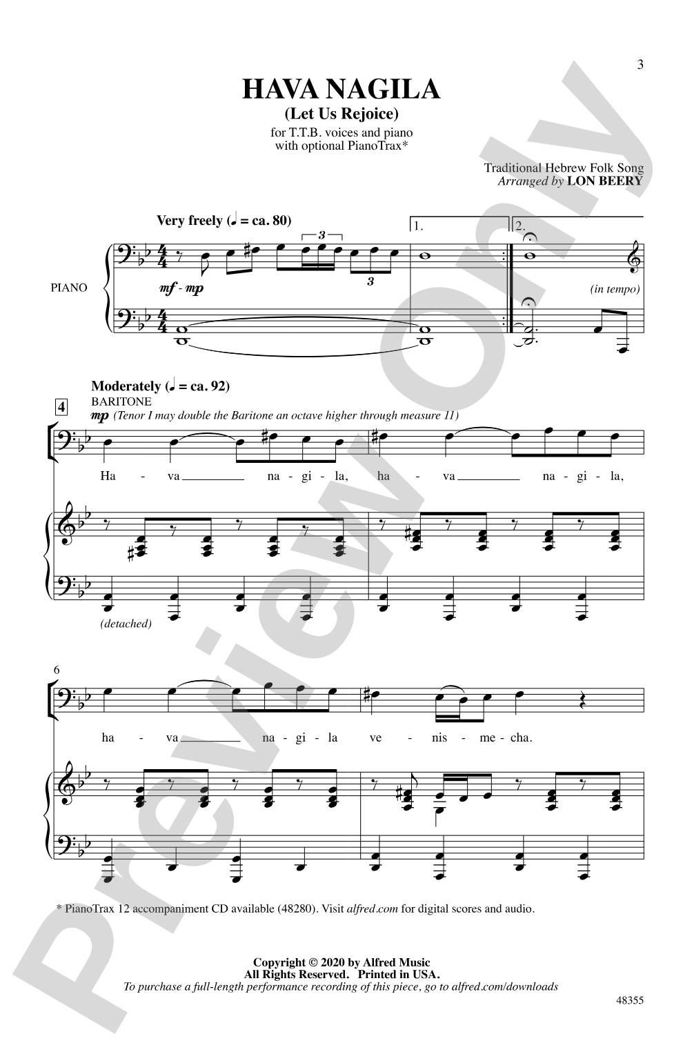 Hava Nagila: TTB Choral Octavo