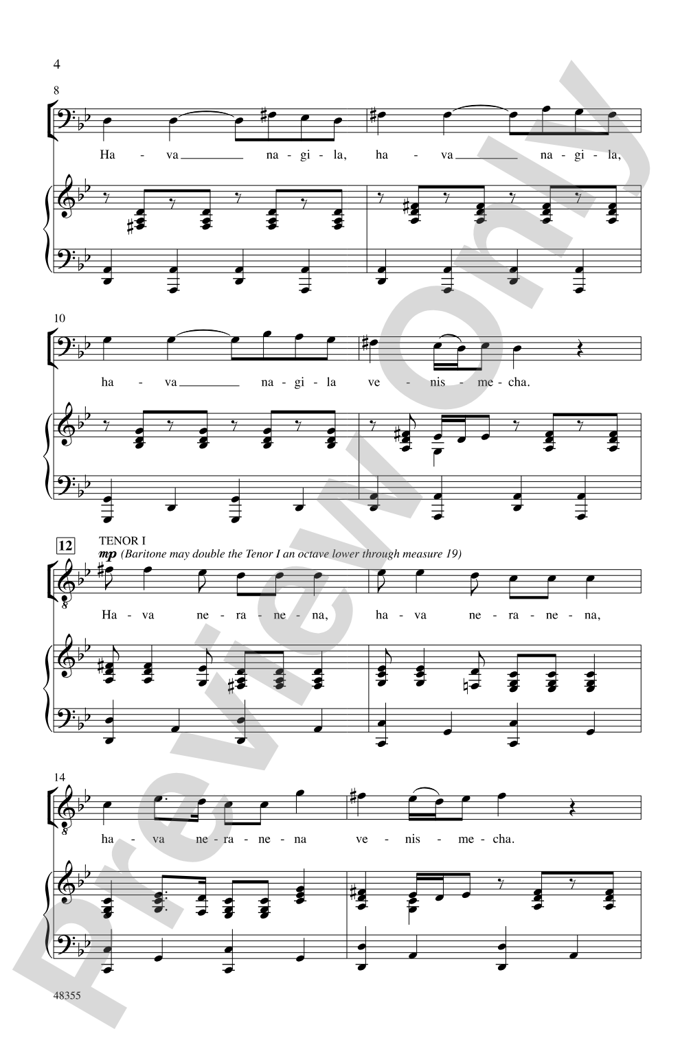 Hava Nagila: TTB Choral Octavo