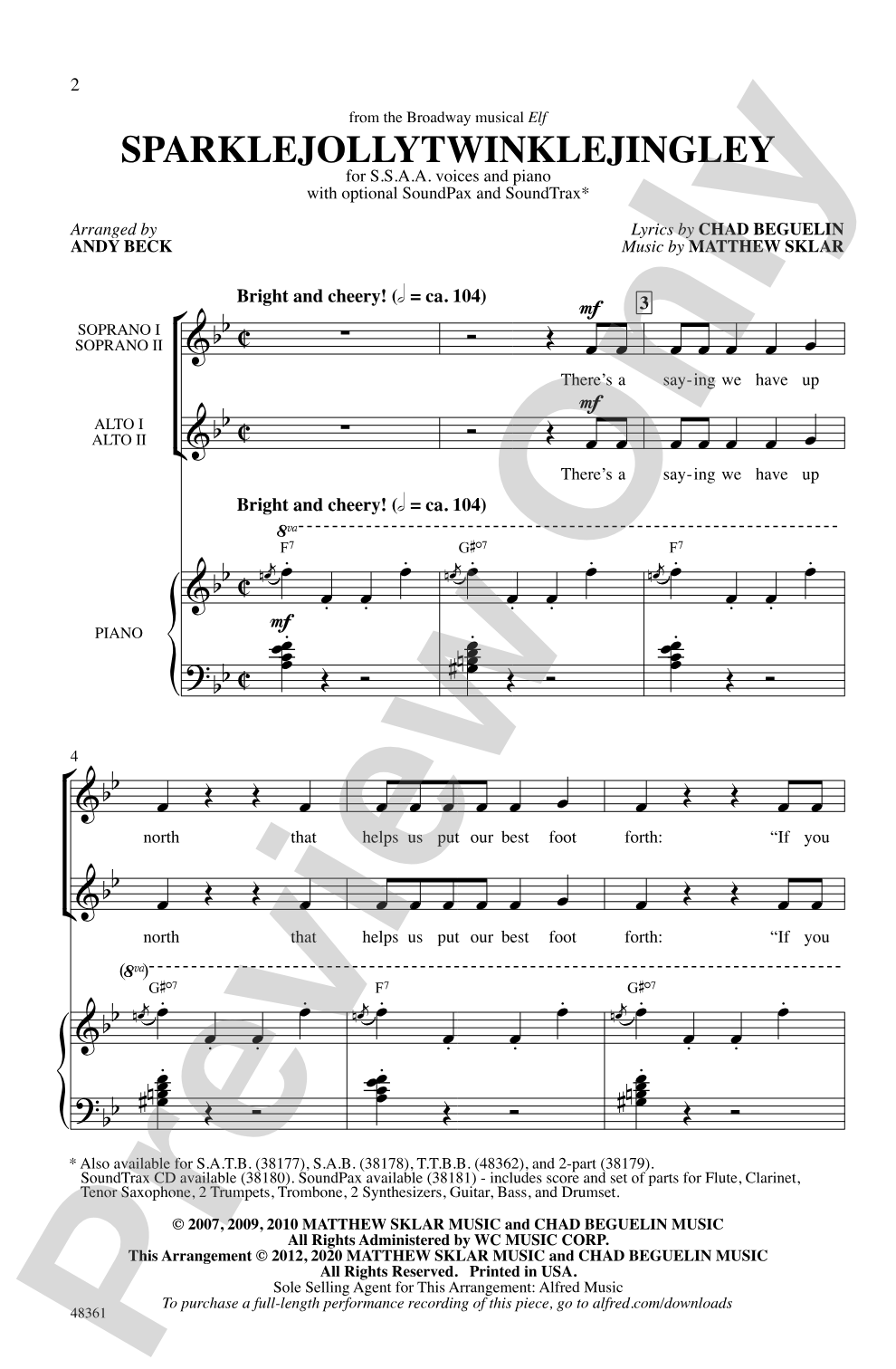 Sparklejollytwinklejingley: SSAA Choral Octavo