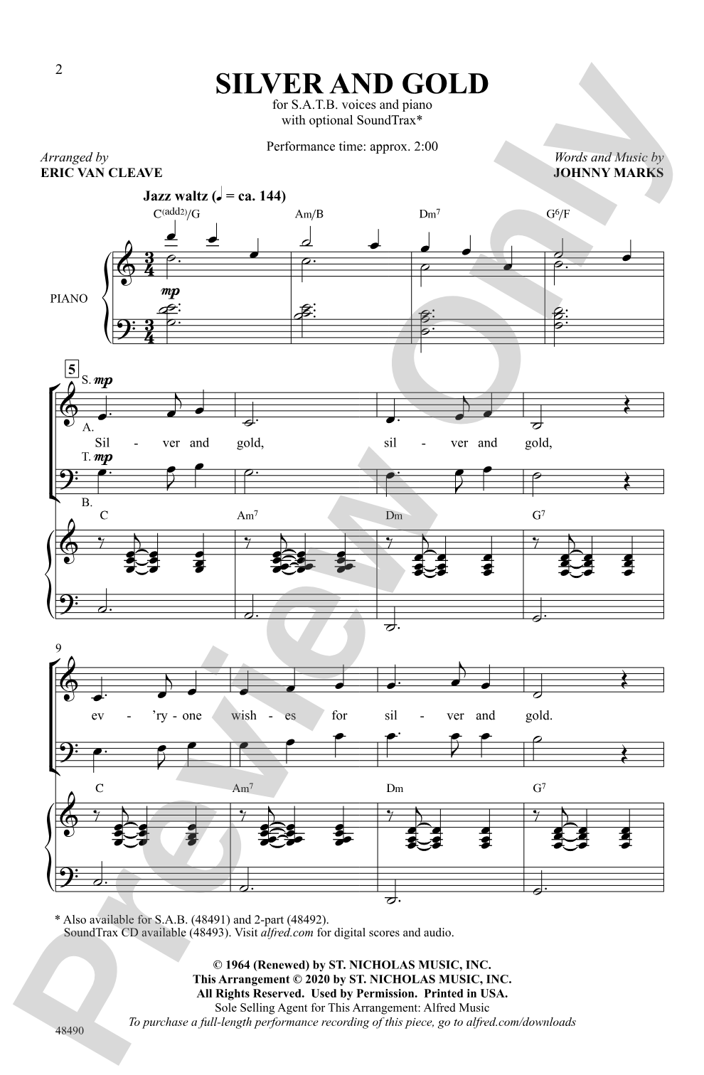 Silver and Gold: SATB Choral Octavo
