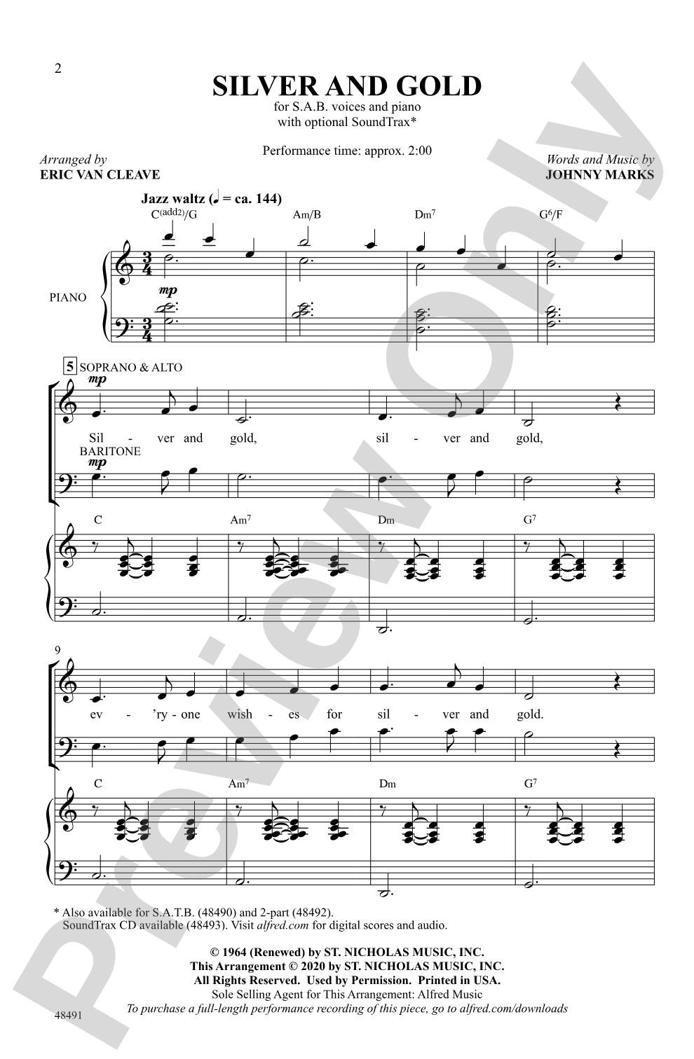 Silver and Gold: SAB Choral Octavo