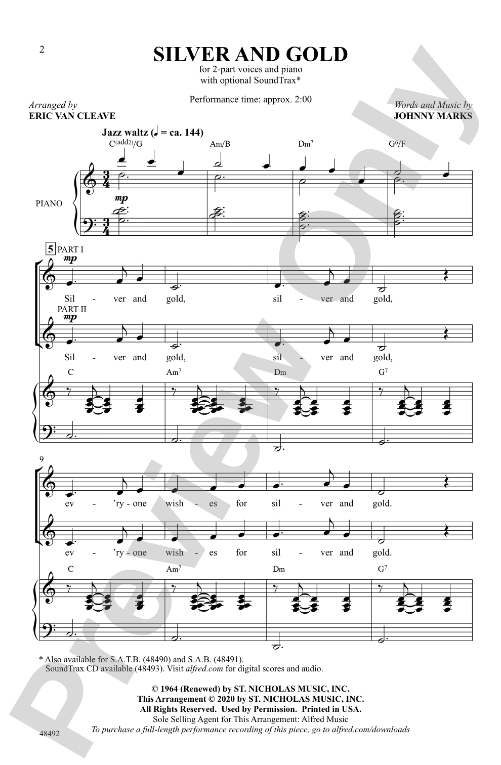 Silver and Gold: 2-Part Choral Octavo