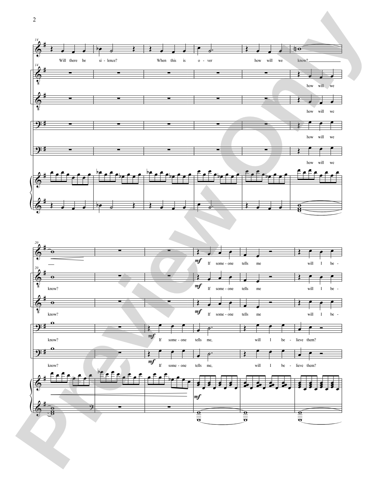 What Will We Hear: TTBB Choral Octavo