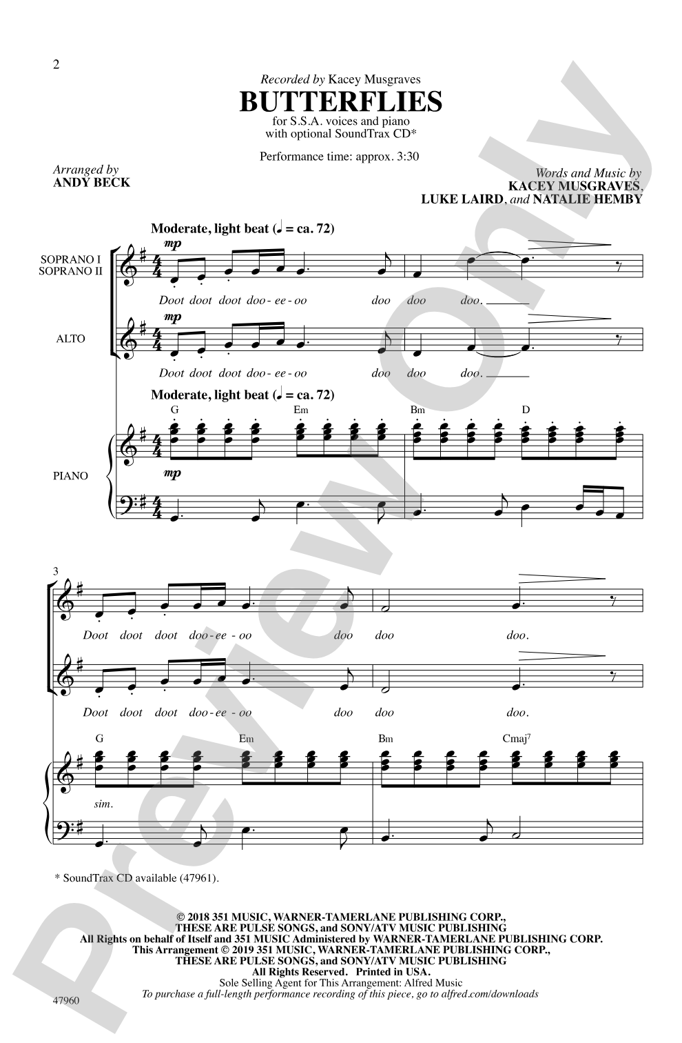 Butterflies: SSA Choral Octavo