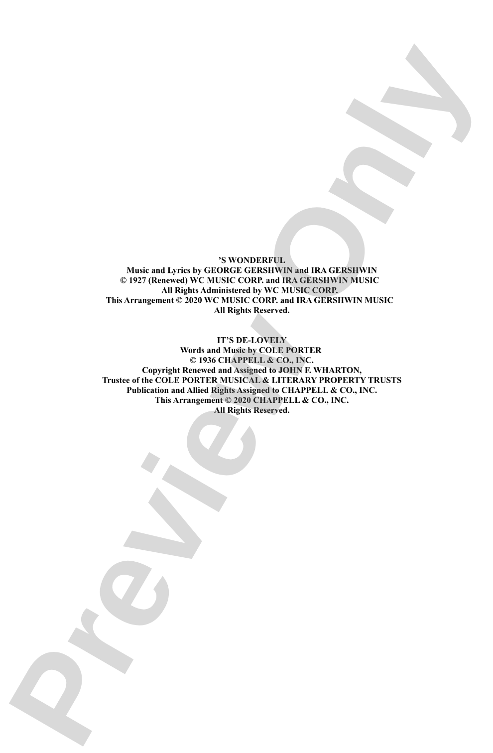 'S Wonderful with It's De-Lovely!: SSA Choral Octavo