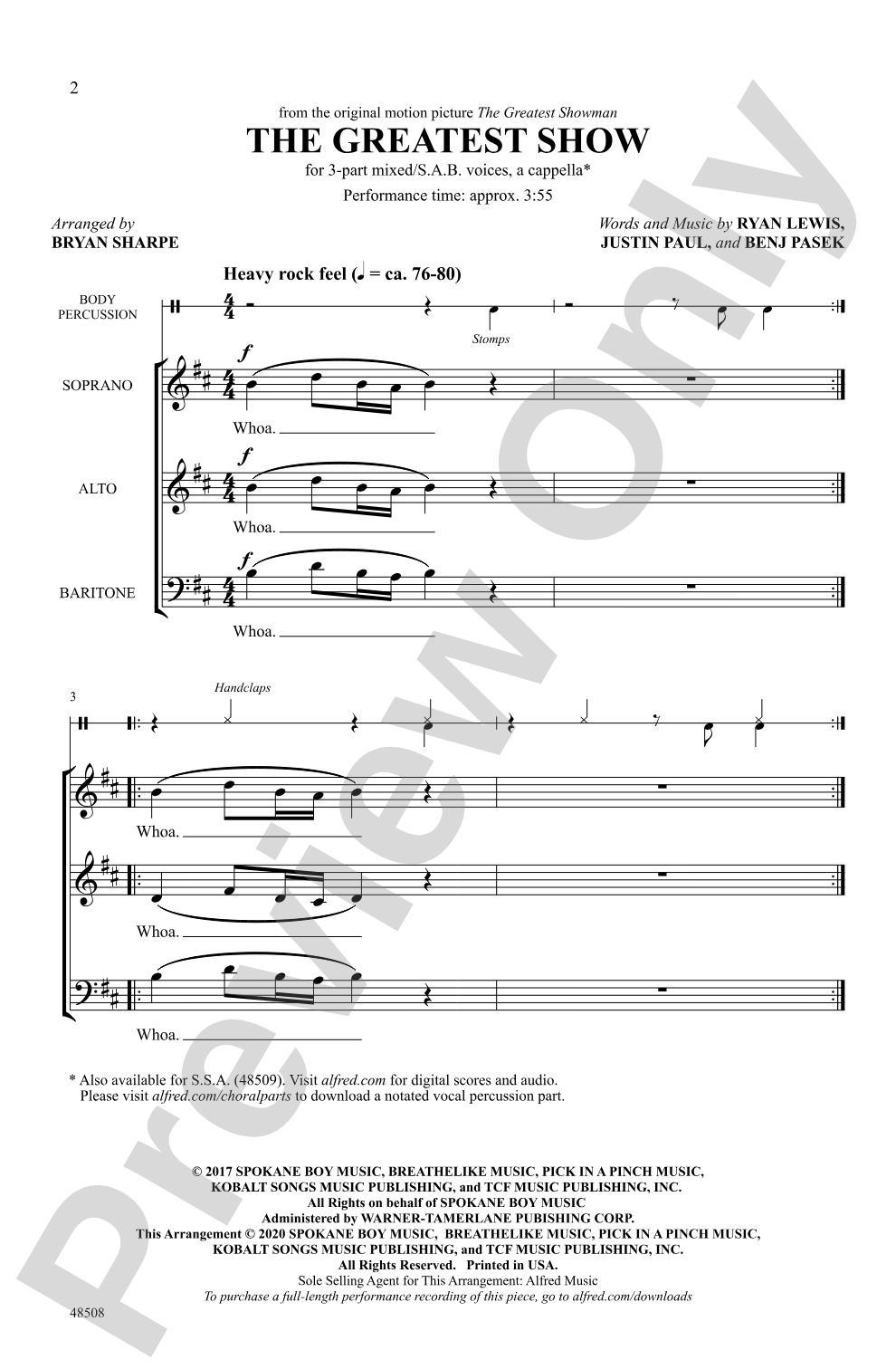 The Greatest Show: 3-Part Mixed / SAB, <i>a cappella</i> Choral Octavo