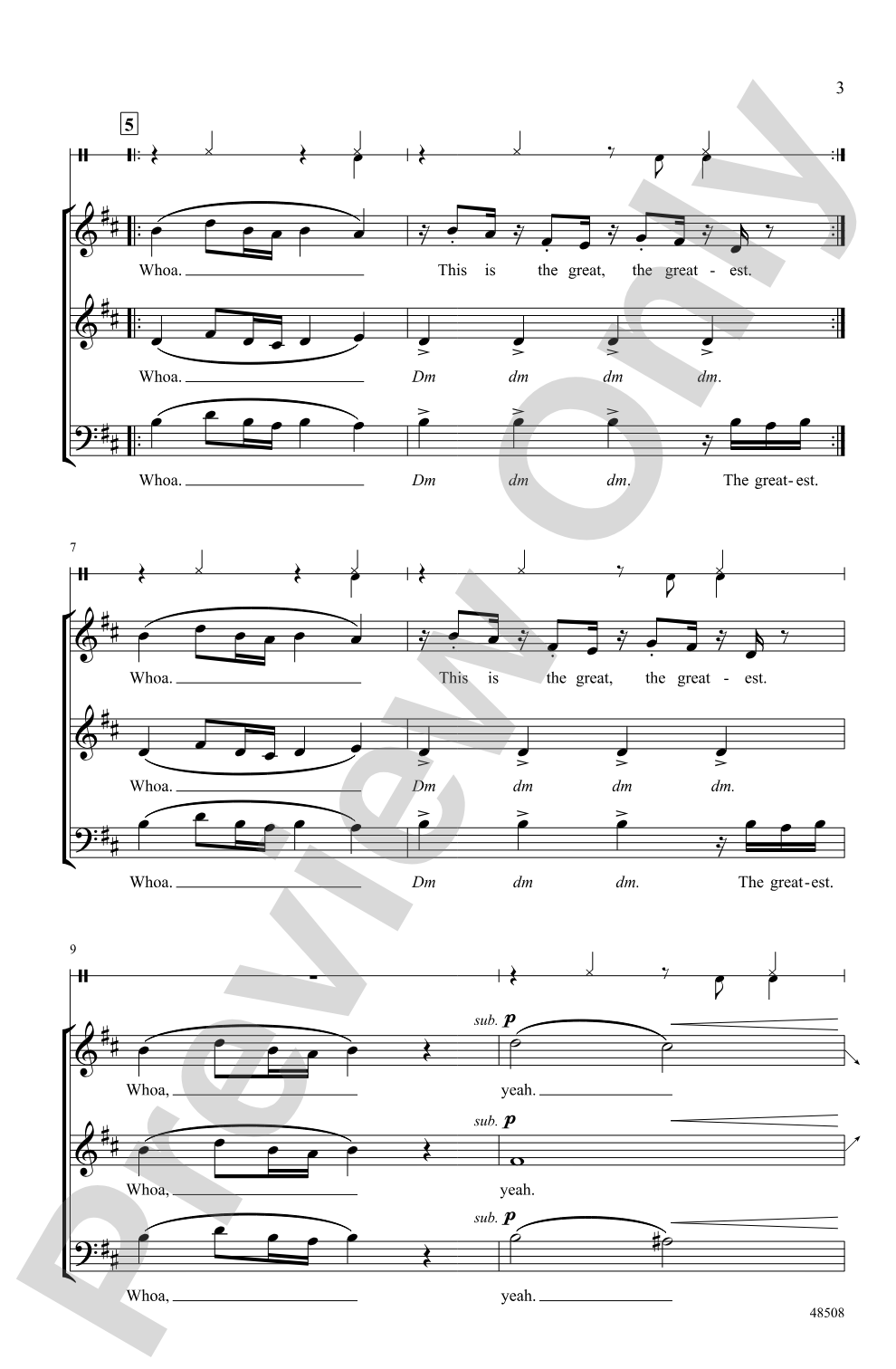 The Greatest Show: 3-Part Mixed / SAB, <i>a cappella</i> Choral Octavo