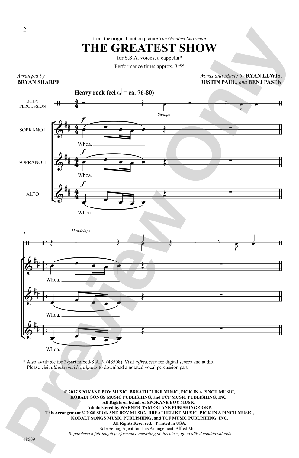 The Greatest Show: SSA, <i>a cappella</i> Choral Octavo