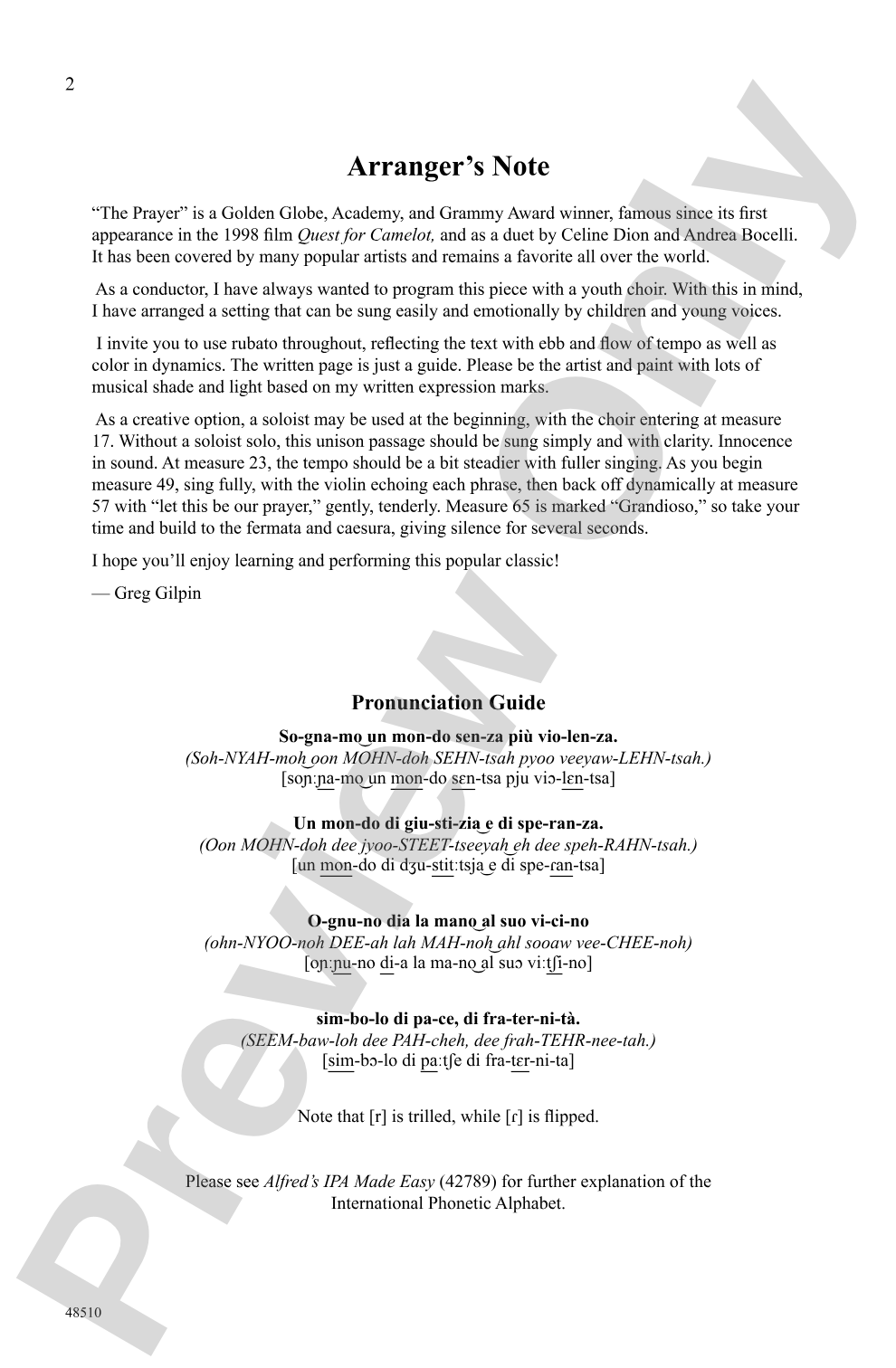 The Prayer: 2-Part Choral Octavo