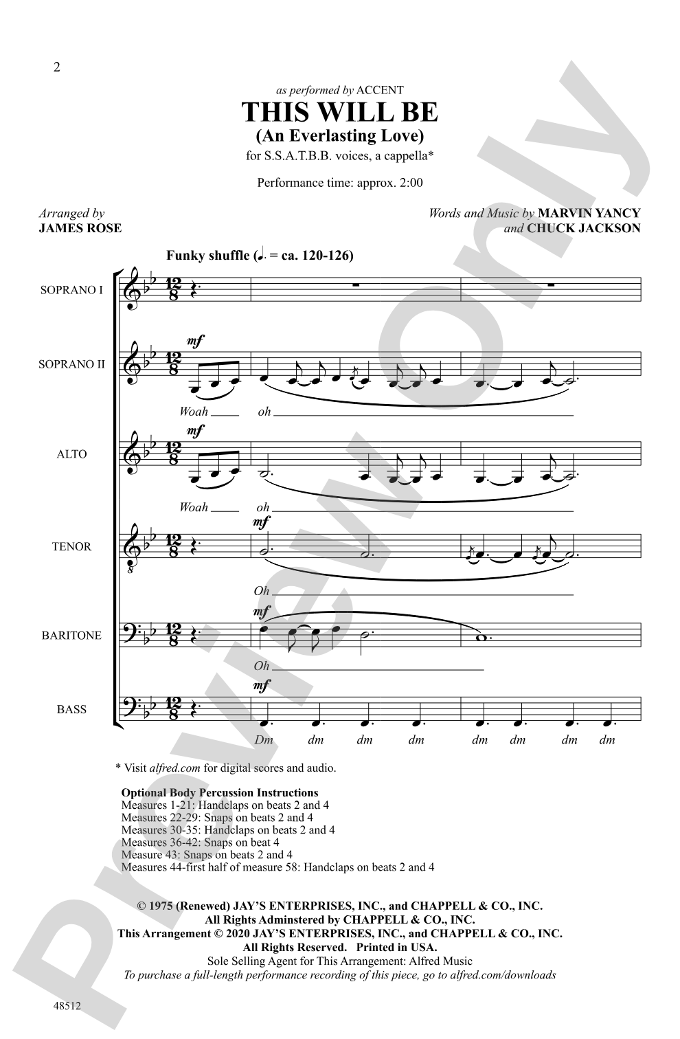 This Will Be (An Everlasting Love): SSATTB, a cappella Choral Octavo
