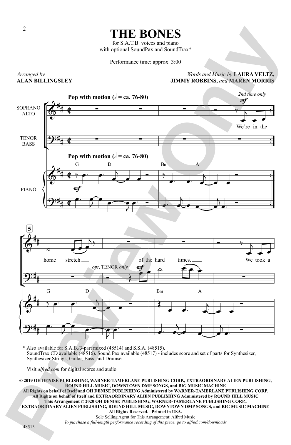 The Bones: SATB Choral Octavo