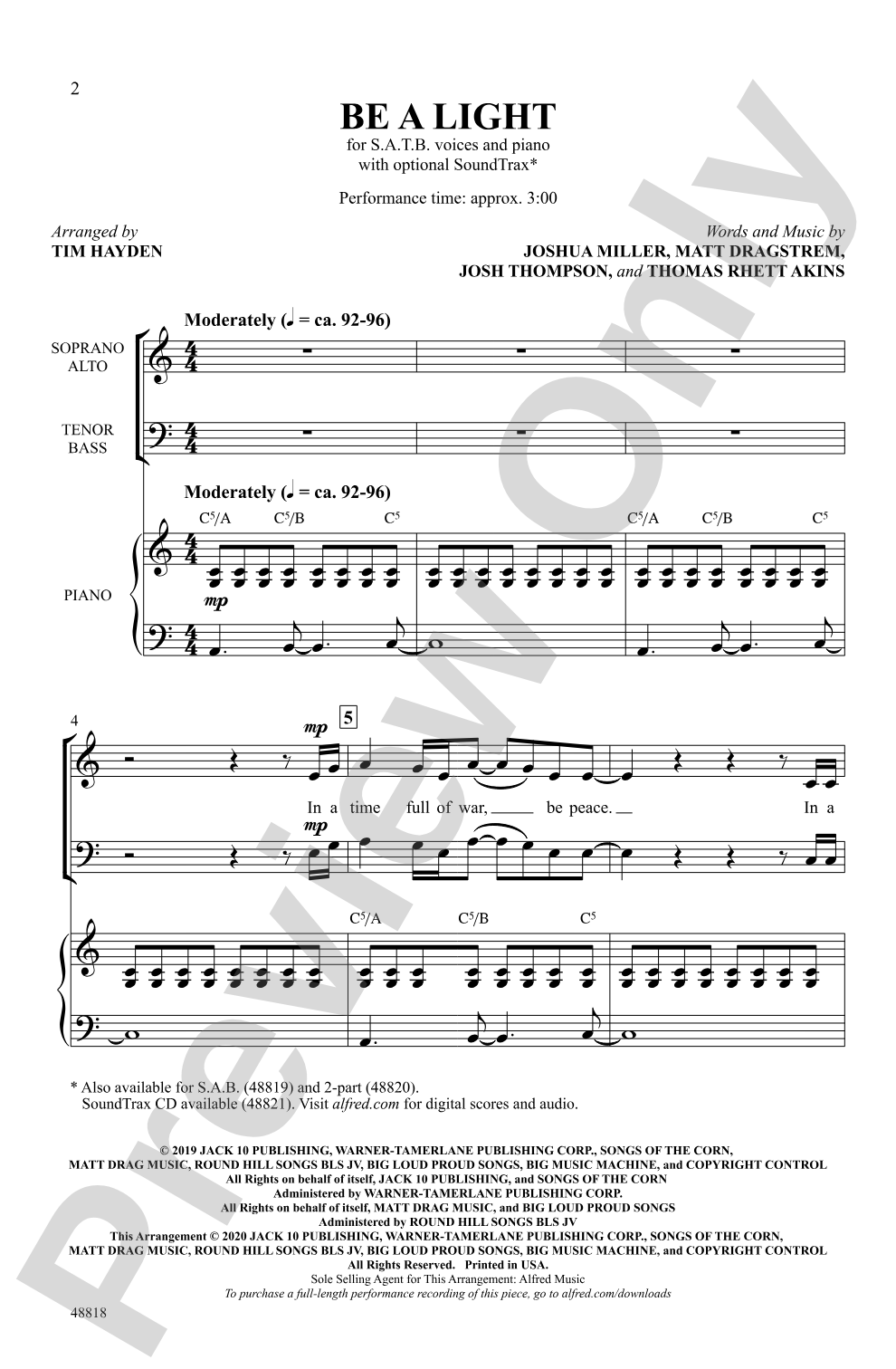Be a Light: SATB Choral Octavo