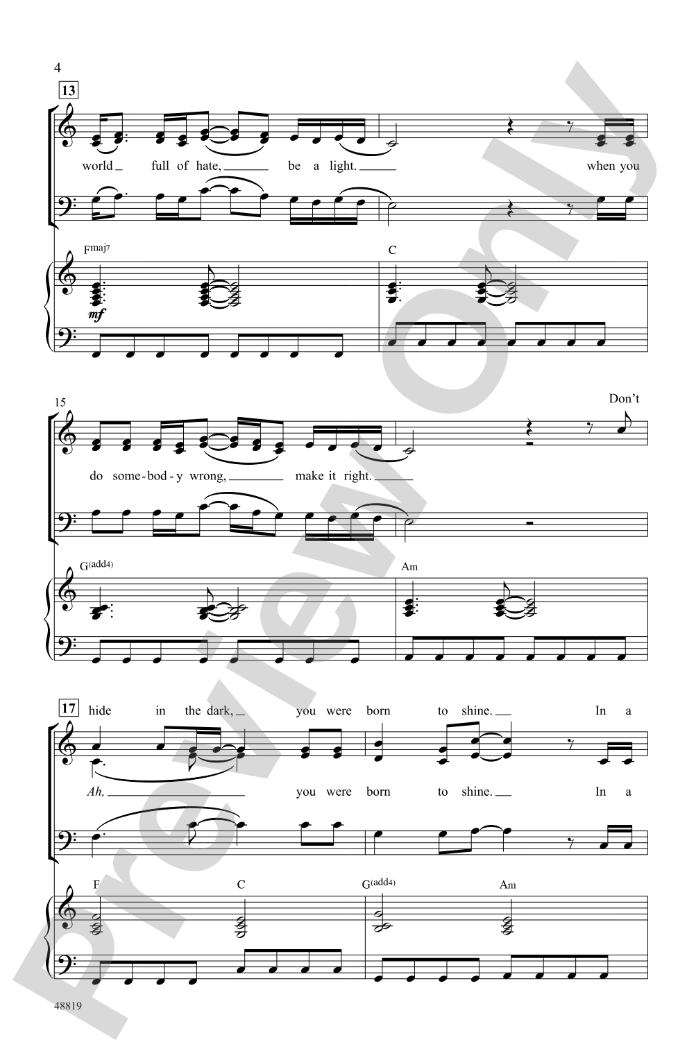 Be a Light: SAB Choral Octavo