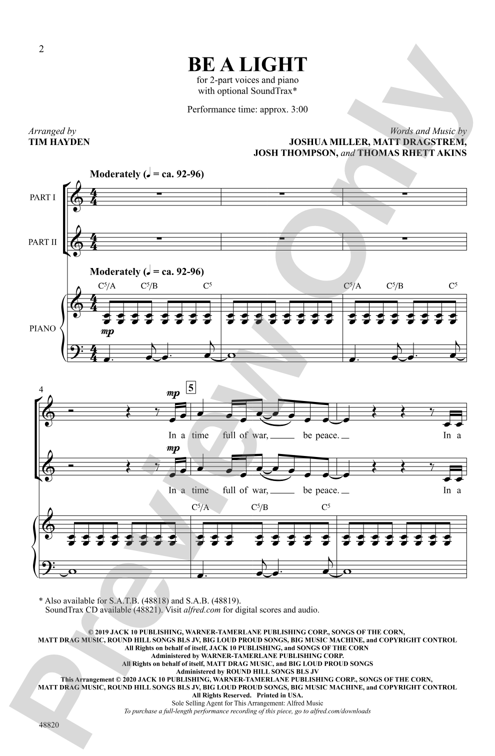 Be a Light: 2-Part Choral Octavo