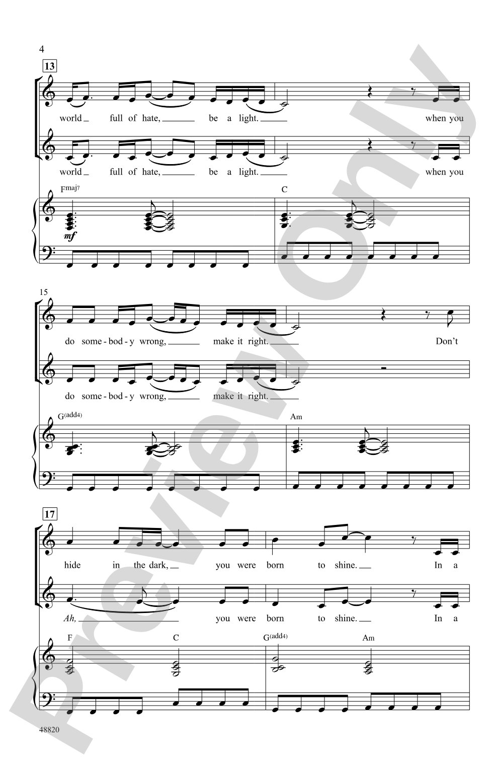 Be a Light: 2-Part Choral Octavo