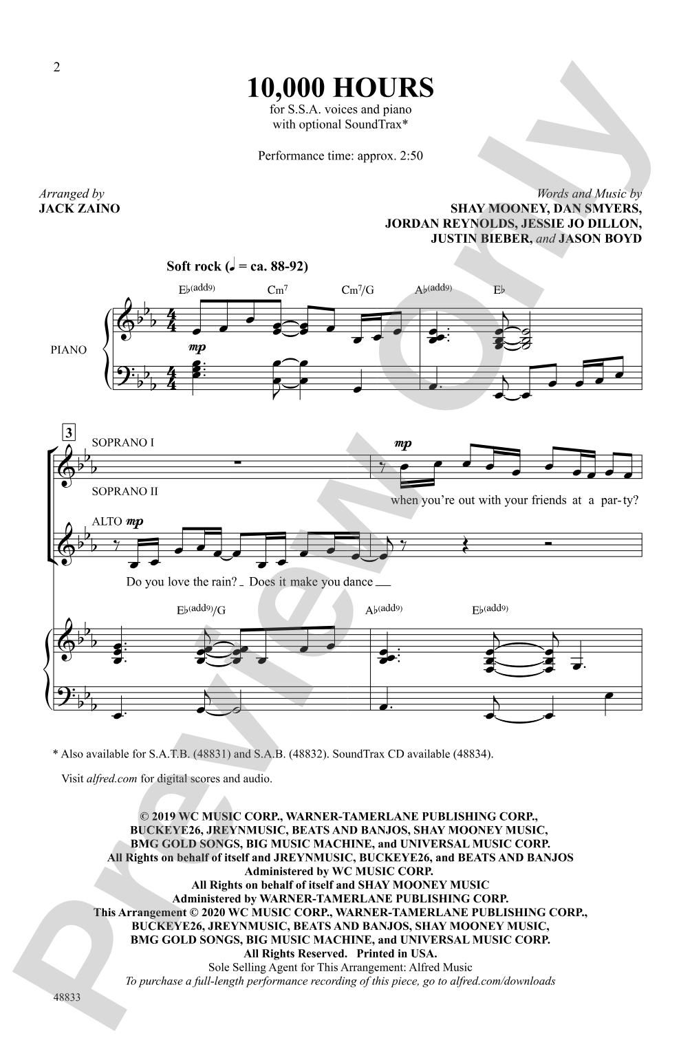 10,000 Hours: SSA Choral Octavo
