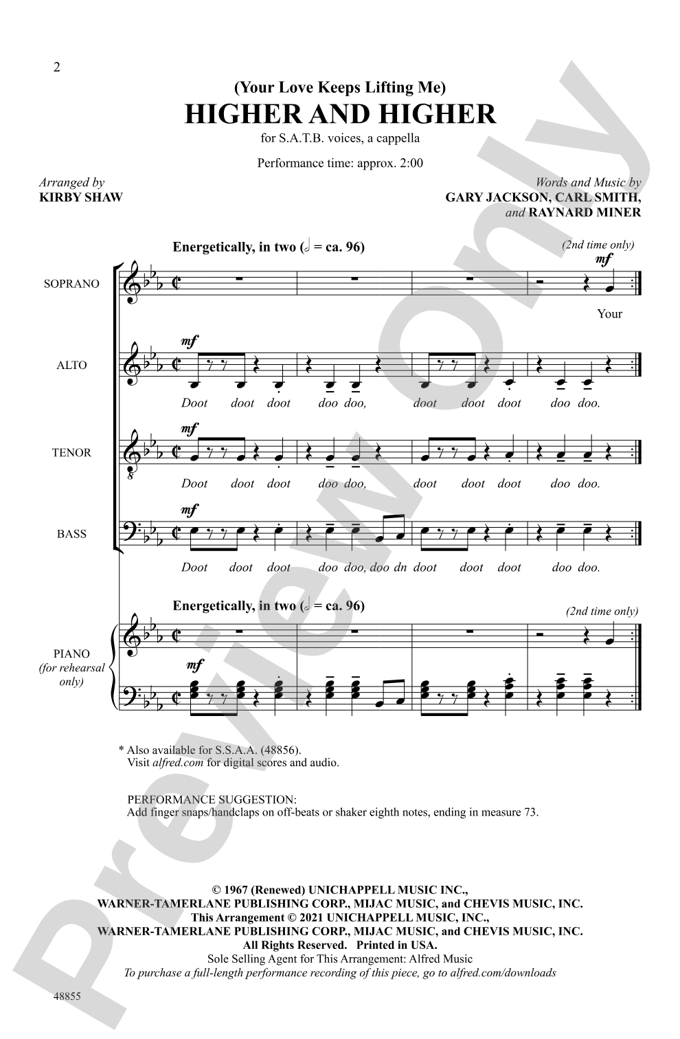 (Your Love Keeps Lifting Me) Higher and Higher: SATB, <I>a cappella</I> Choral Octavo