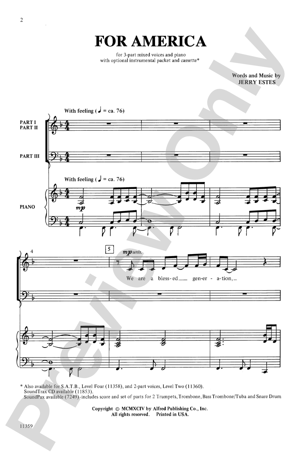 For America: 3-Part Mixed Choral Octavo