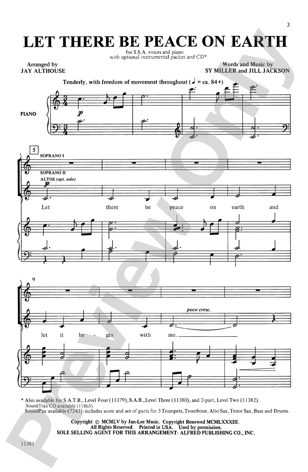 Let There Be Peace on Earth: SSA Choral Octavo | Jill Jackson