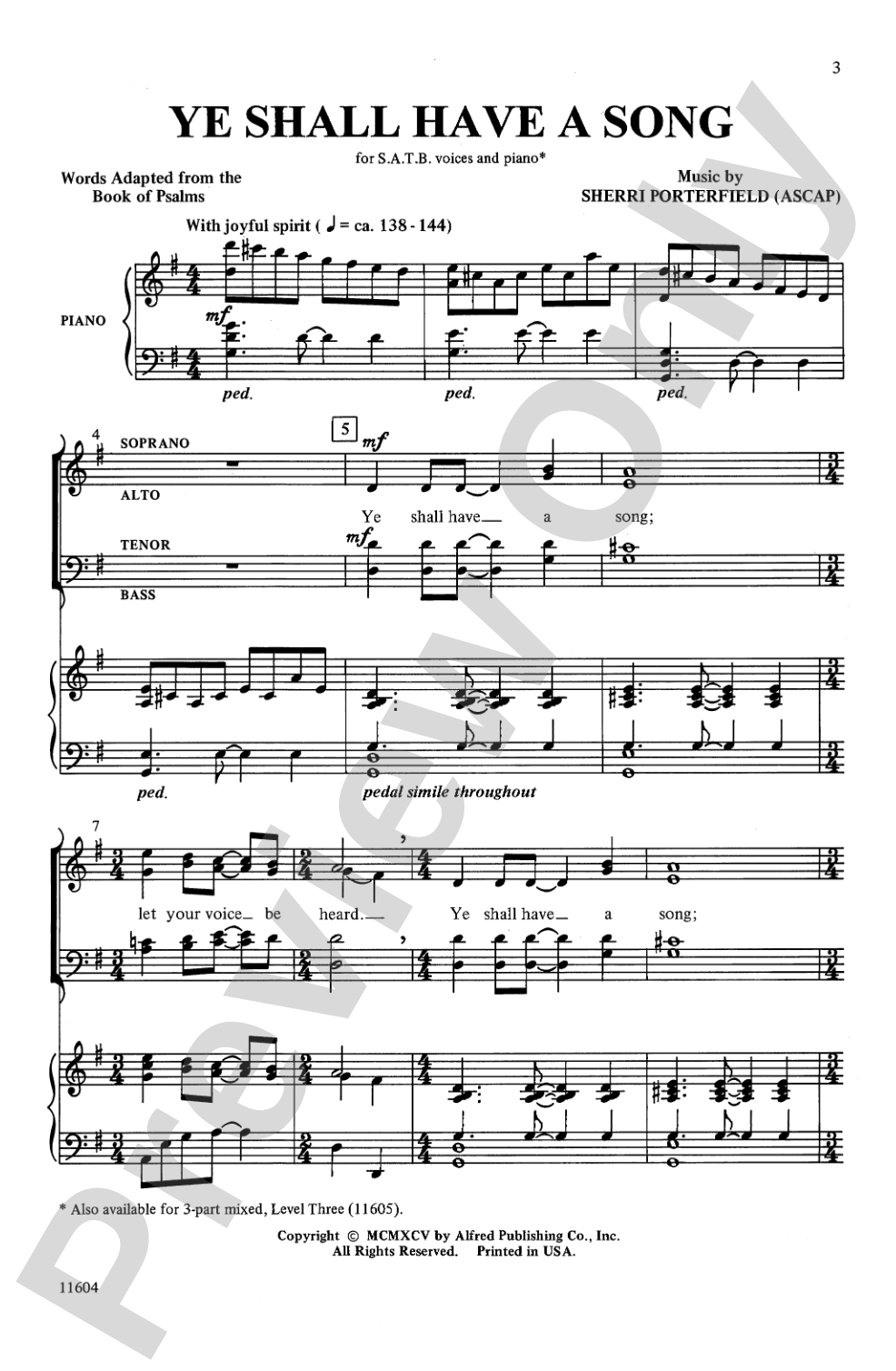 Ye Shall Have a Song: SATB Choral Octavo