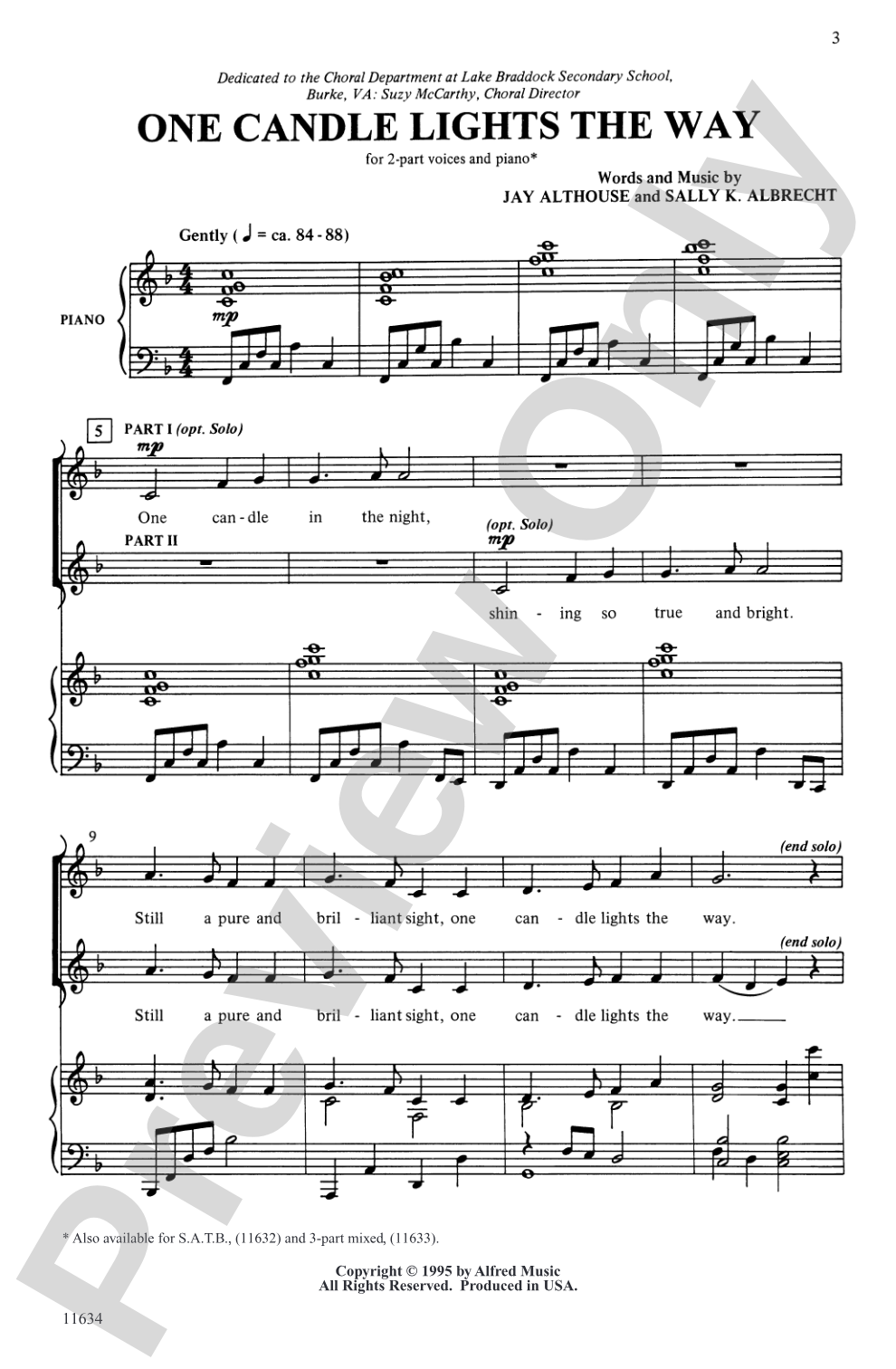 One Candle Lights the Way: 2-Part Choral Octavo