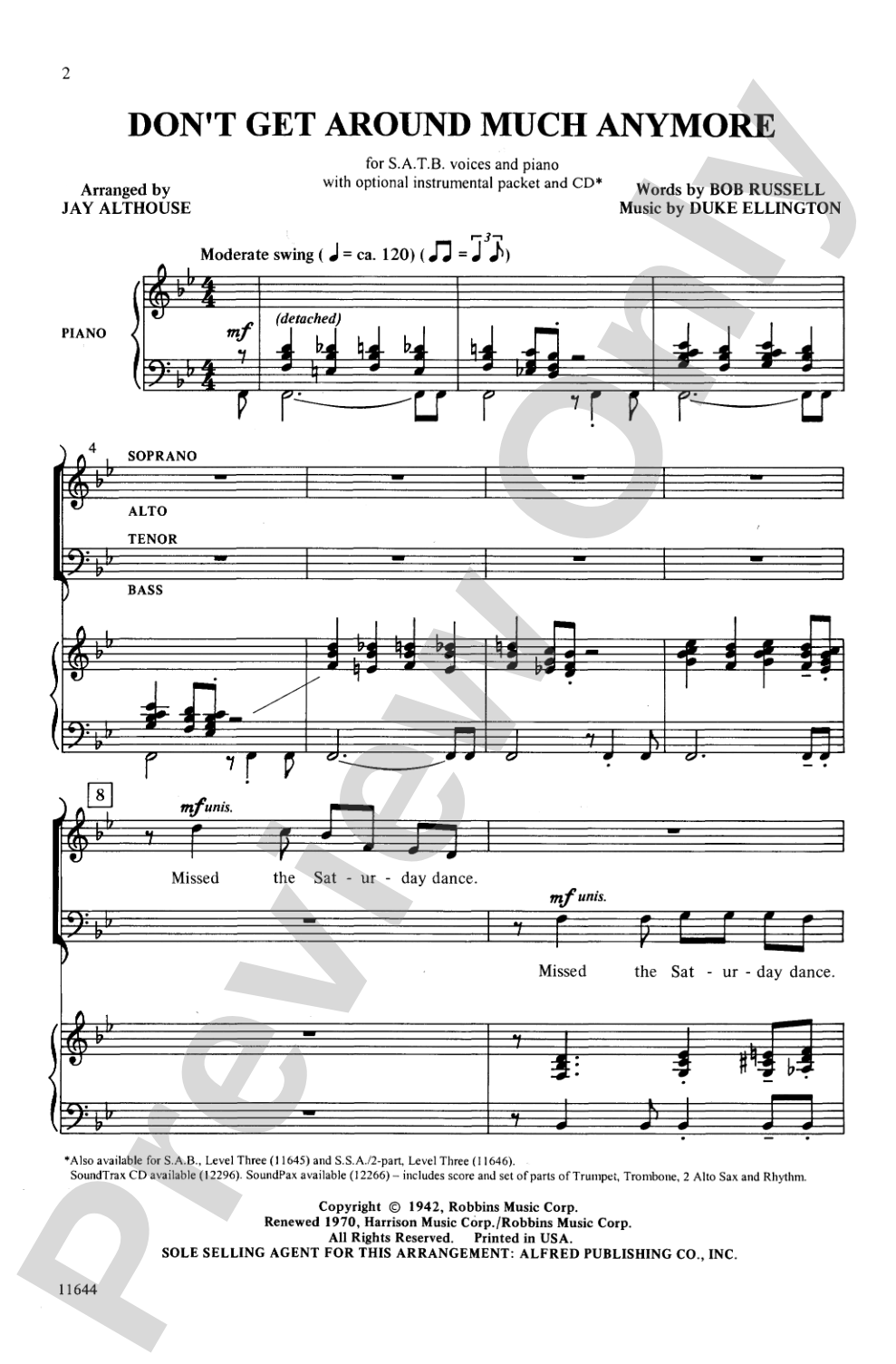 Don't Get Around Much Anymore: SATB Choral Octavo