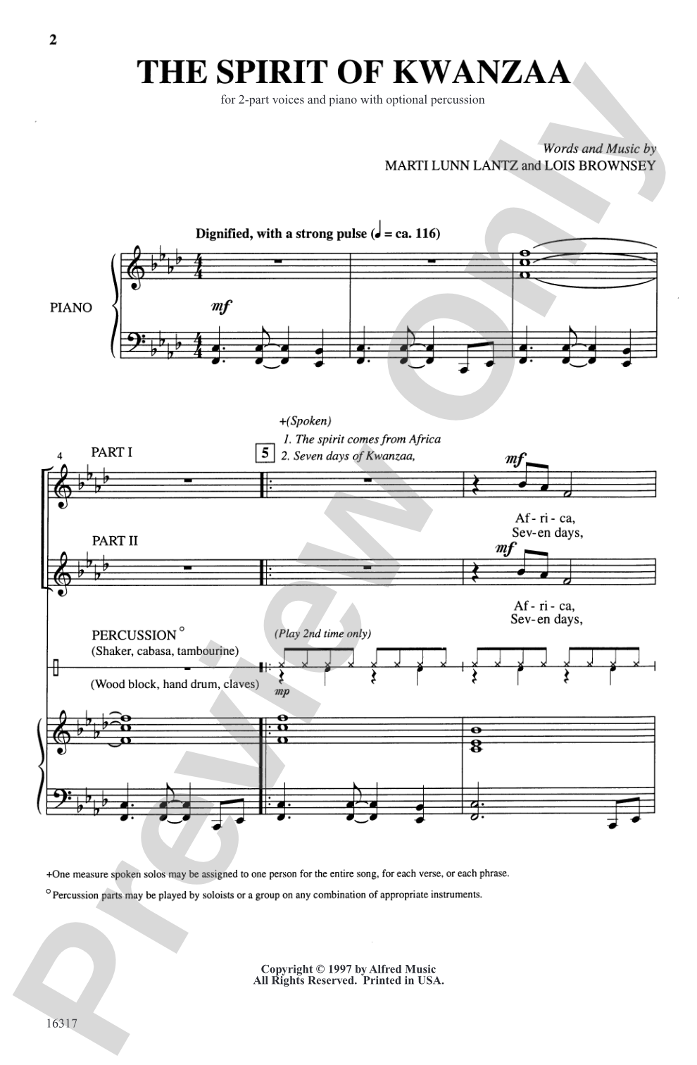 The Spirit of Kwanzaa: 2-Part Choral Octavo