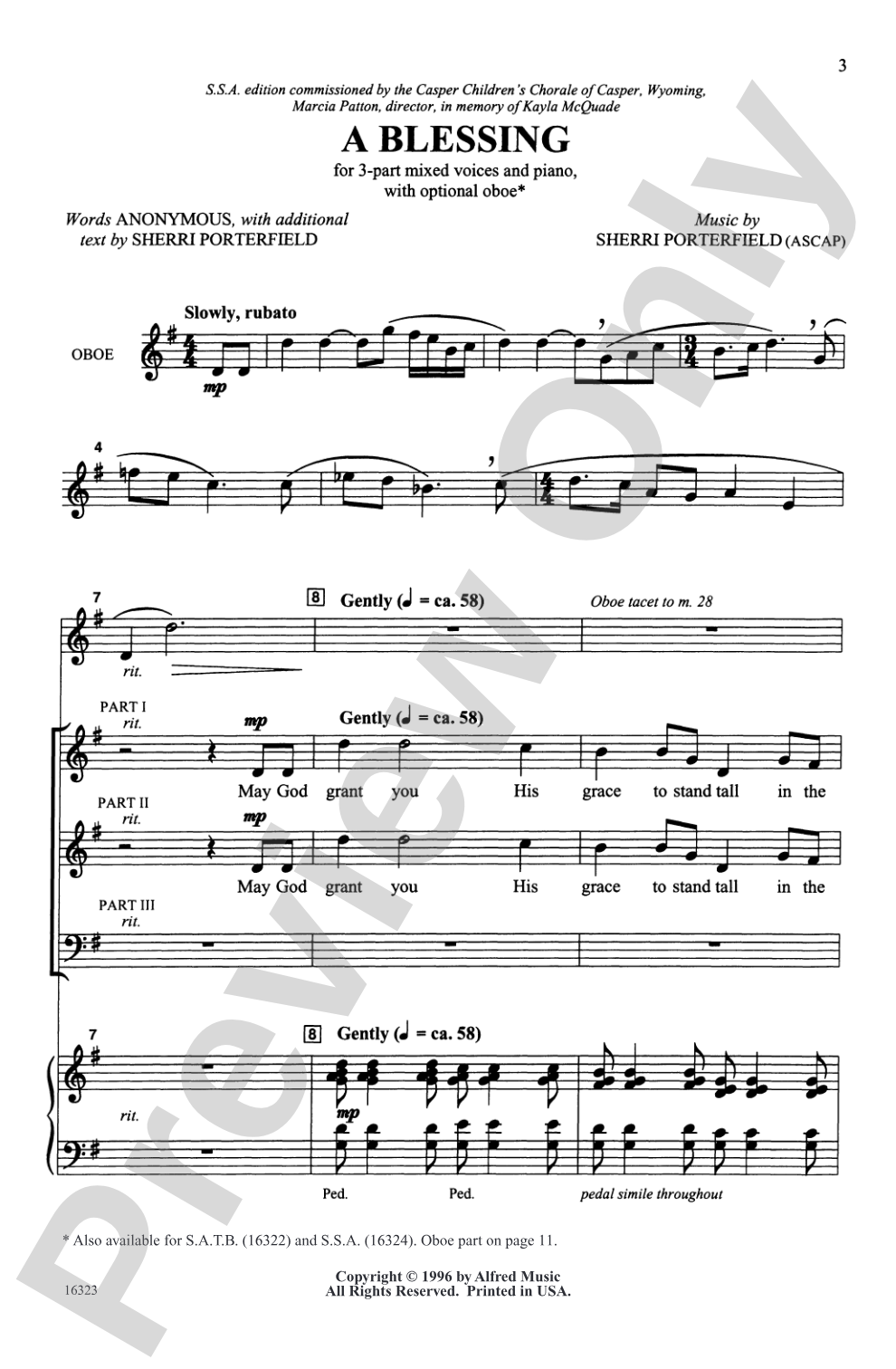 A Blessing: 3-Part Mixed Choral Octavo