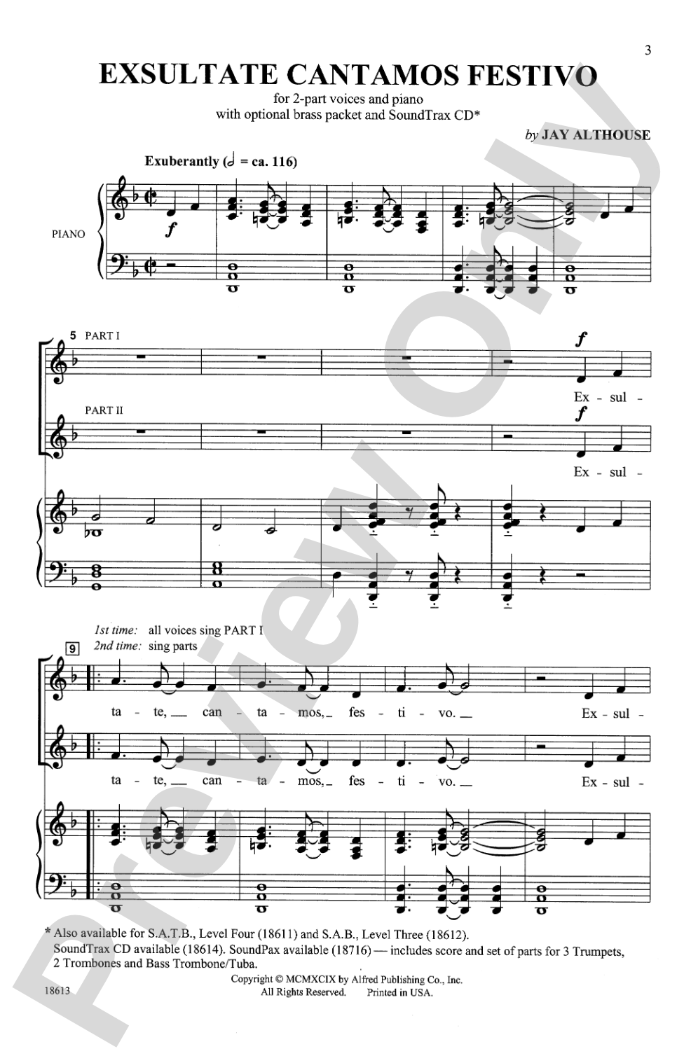 Exsultate Cantamos Festivo: 2-Part Choral Octavo