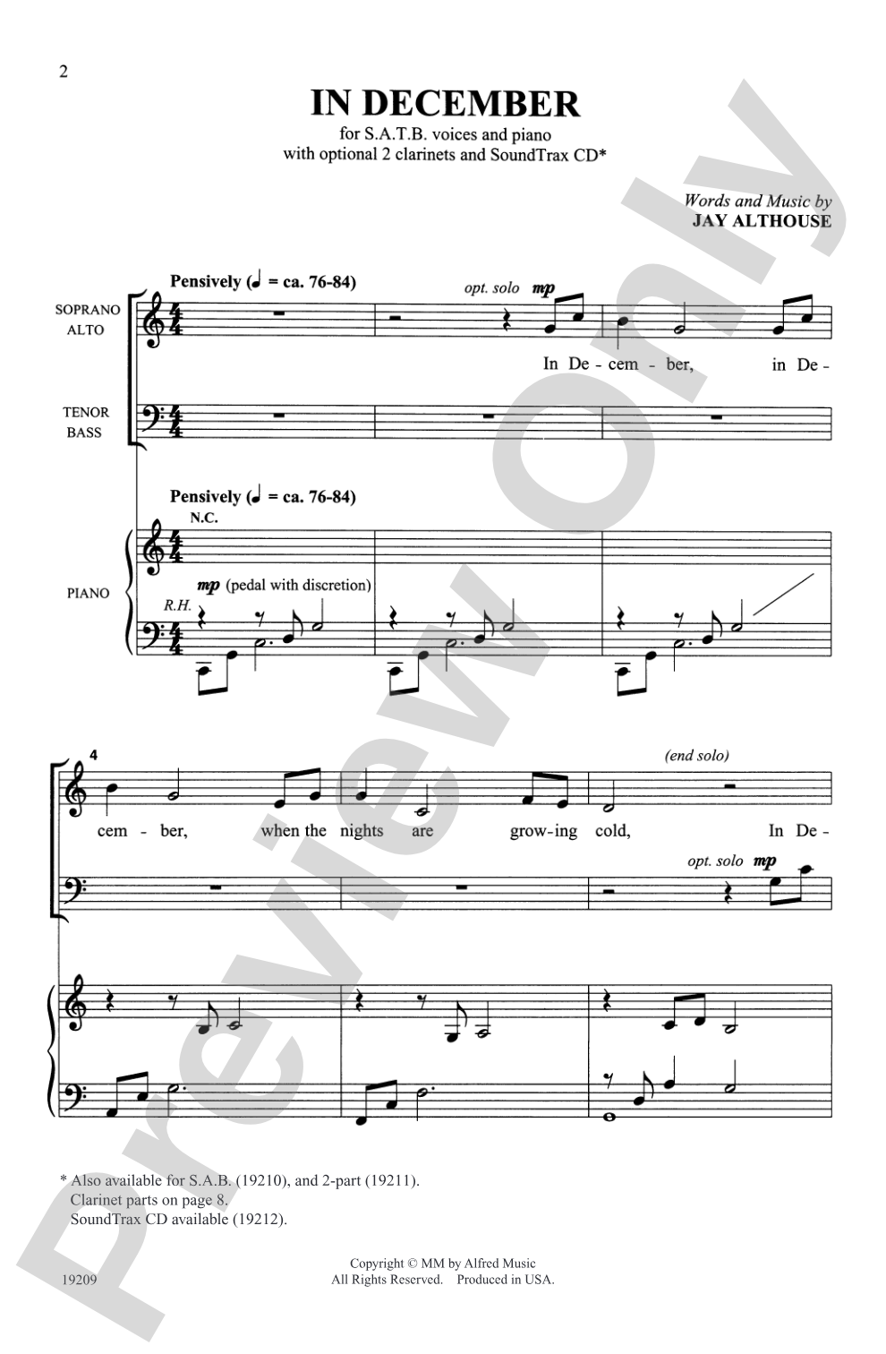 In December: SATB Choral Octavo