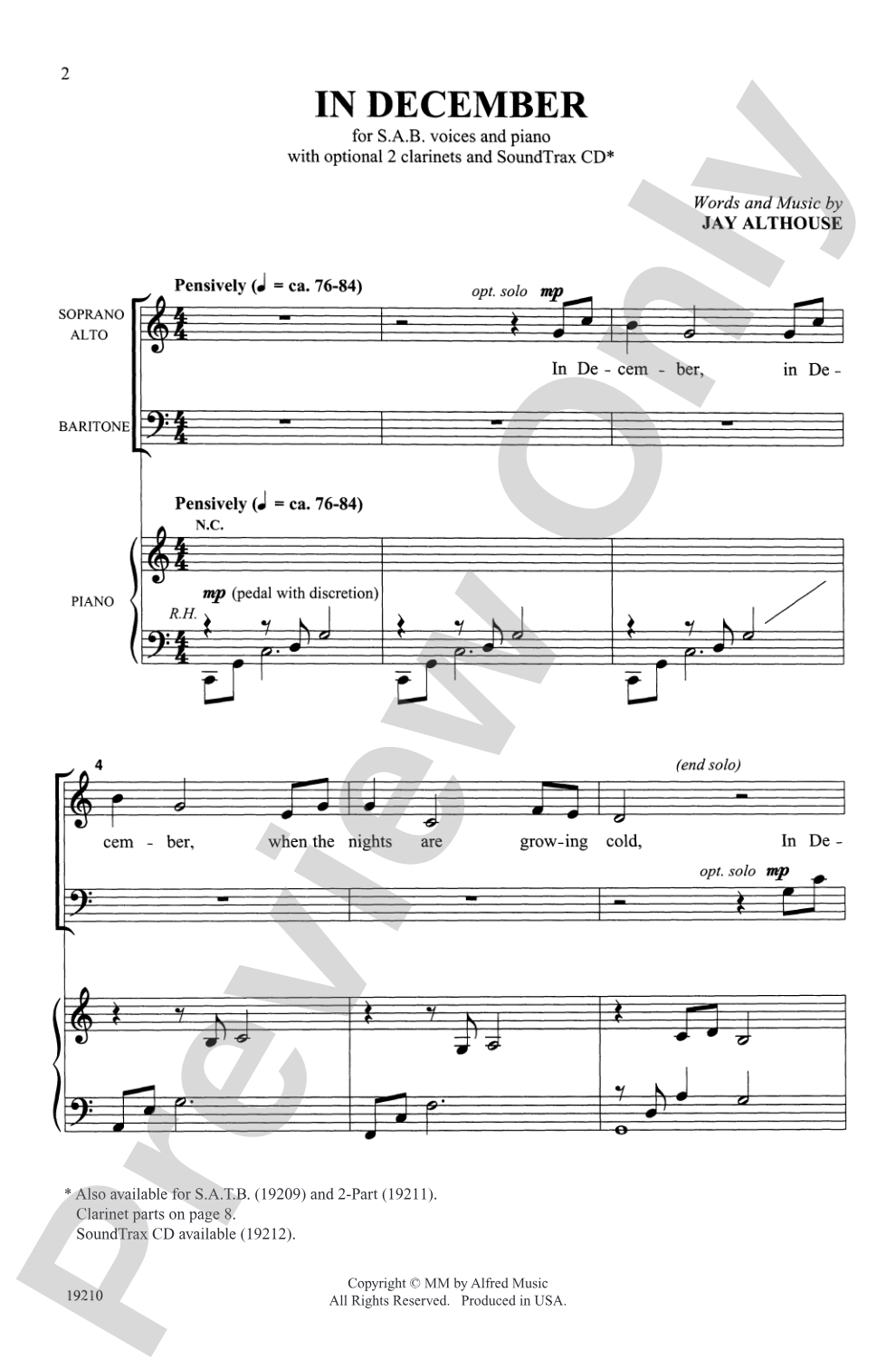 In December: SAB Choral Octavo