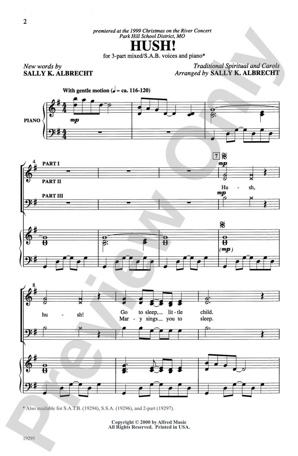 Hush!: 3-Part Mixed/SAB Choral Octavo