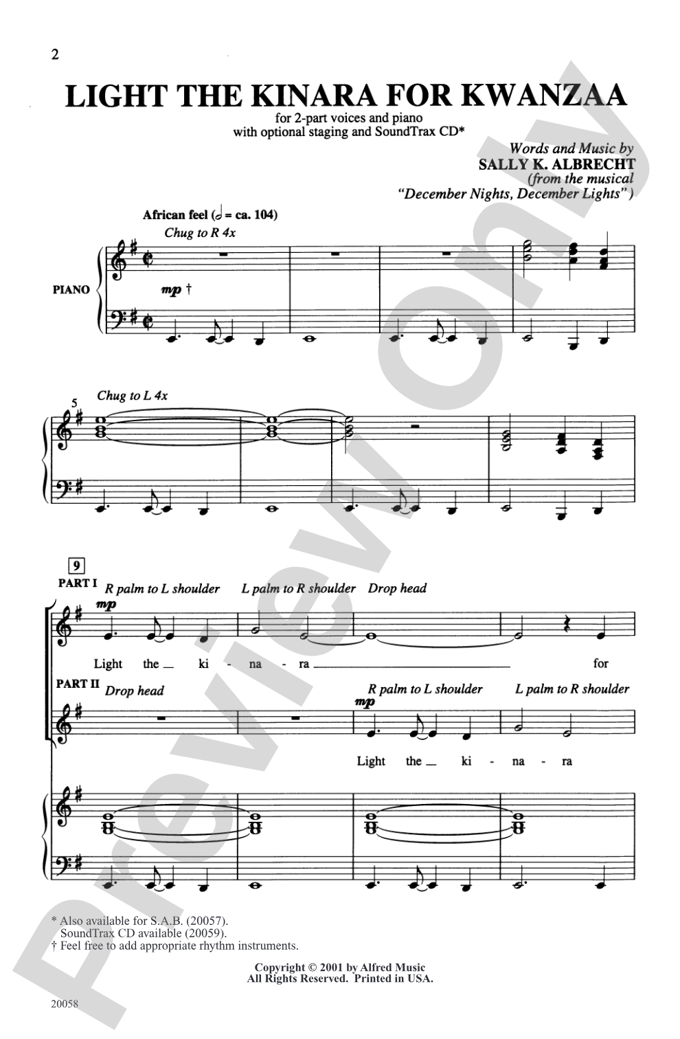 Light the Kinara for Kwanzaa: 2-Part Choral Octavo