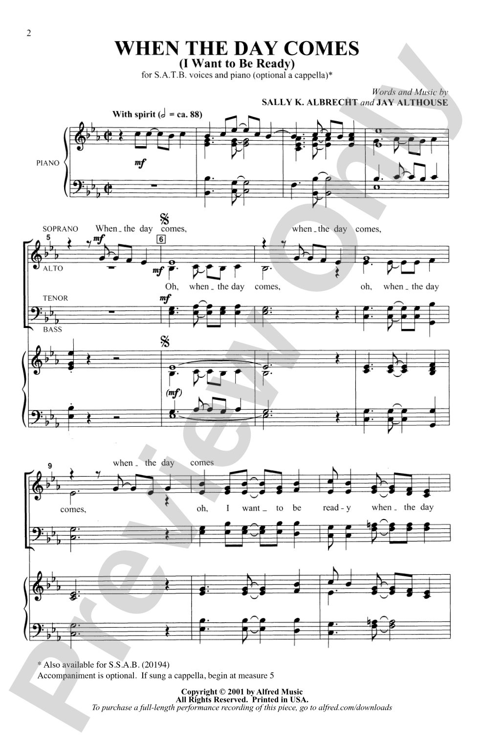 When the Day Comes: SATB Choral Octavo