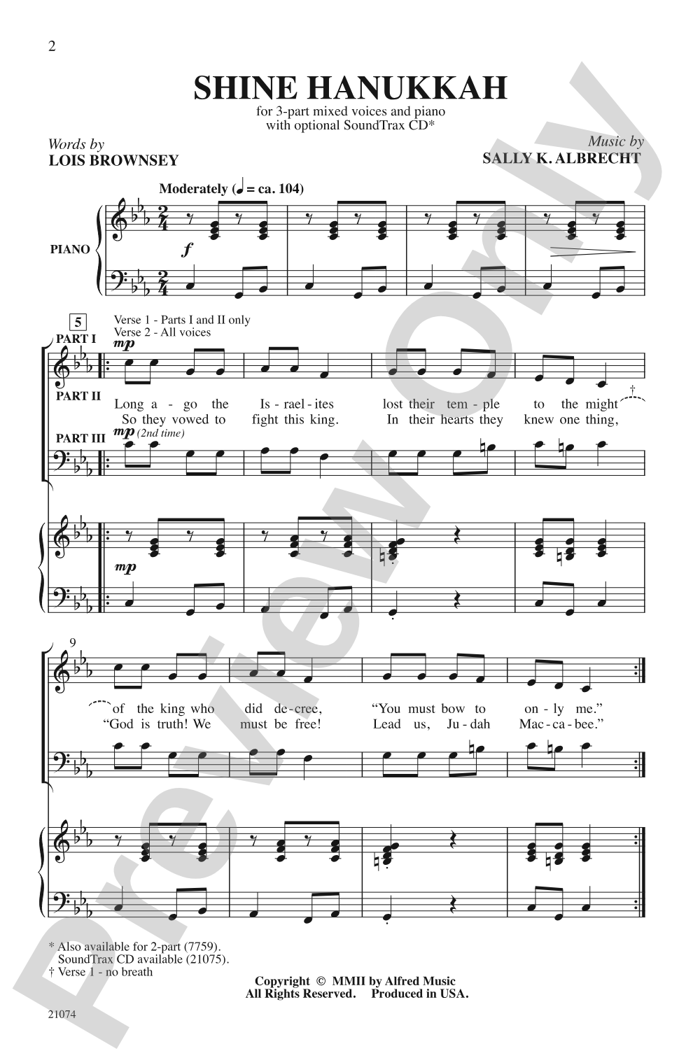 Shine Hanukkah: 3-Part Mixed Choral Octavo