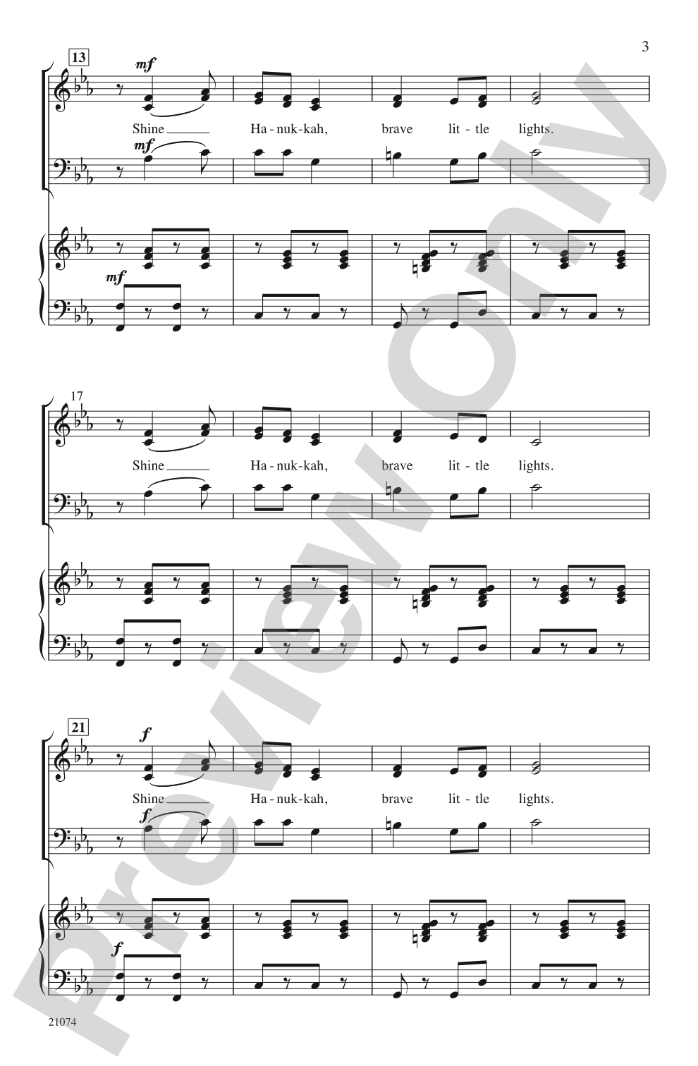 Shine Hanukkah: 3-Part Mixed Choral Octavo